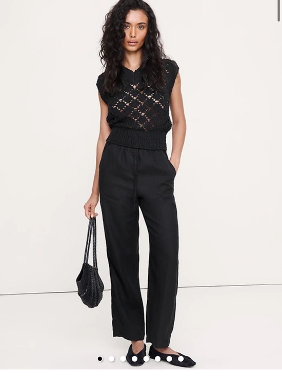 Banana Republic Pants - Banana Republic Tall Black STRAIGHT-LEG PULL-ON Linen Pant